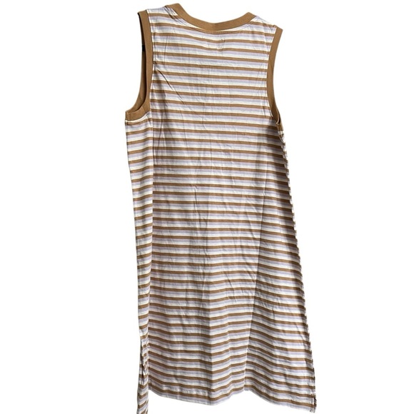 Pact Medium Soho Stripe 100% Organic Cotton V Neck Softspun Tank Dress NWT Y2 - Picture 2 of 4